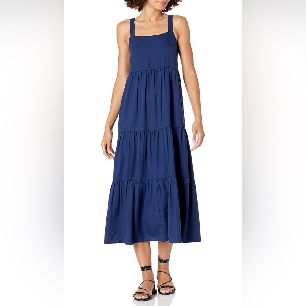 The Drop Britt Navy Blue Tiered Maxi Dress – Size Large (NWT)